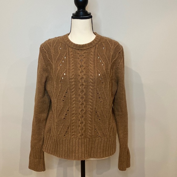 Womens J Crew factory brown Donegal cable knit sweater wool blend neutral - Picture 4 of 9